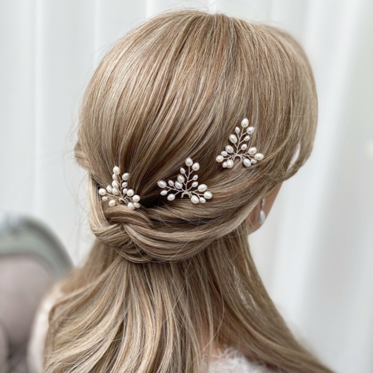 Oriana Freshwater Pearl Wedding Hair Pin (Silver)