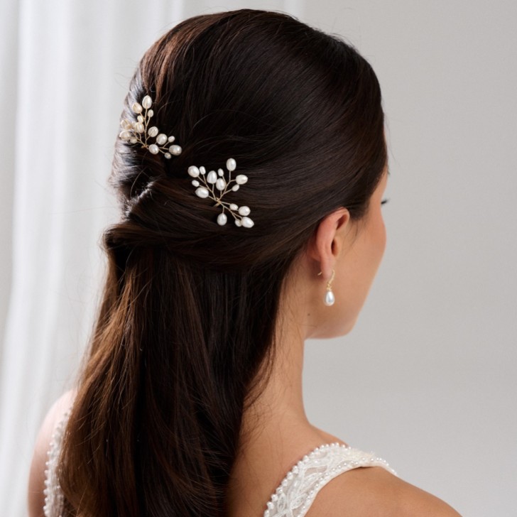 Oriana Freshwater Pearl Wedding Hair Pin (Gold)