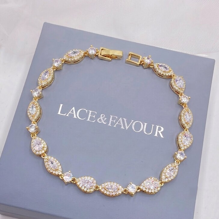 Palladium Cubic Zirconia Wedding Bracelet (Gold)