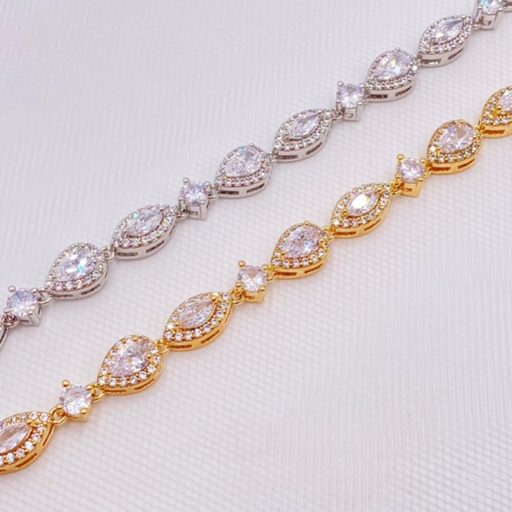 Palladium Cubic Zirkonia Hochzeitsarmband (Gold)