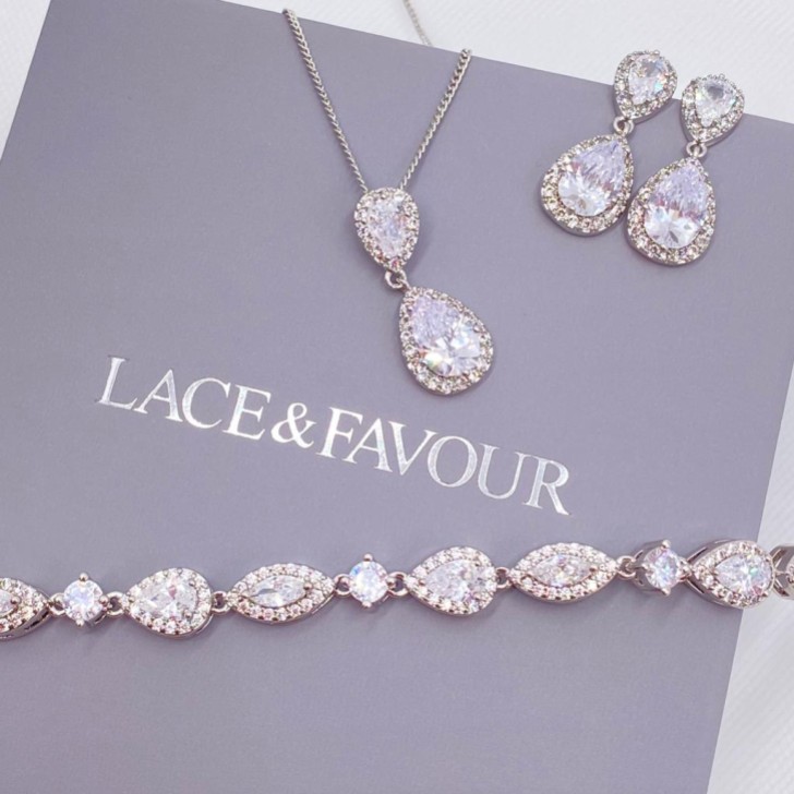 Palladium Cubic Zirconia Wedding Bracelet (Silver)