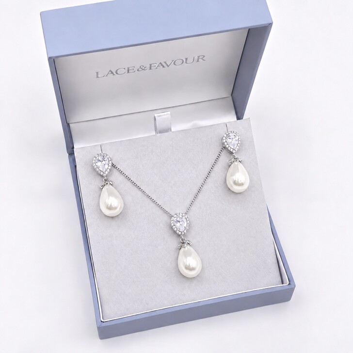 Paloma Teardrop Perlen Brautschmuck Set