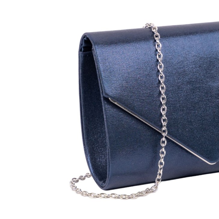Paradox London Darcy Navy Shimmer Envelope Clutch Bag