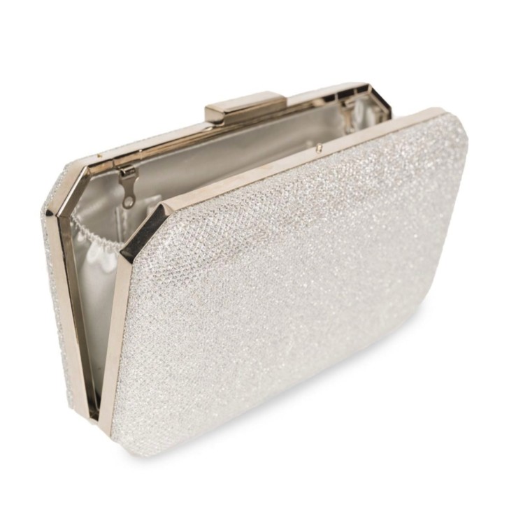 Paradox London Dulcie Silber Glitter Box Clutch Tasche