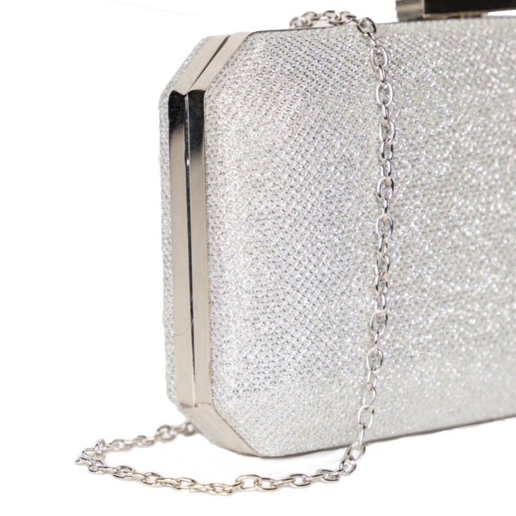 Paradox London Dulcie Silber Glitter Box Clutch Tasche