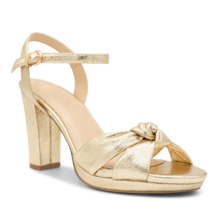 Paradox London Lani Gold Metallic geknotet Blockabsatz Plateau Sandalen