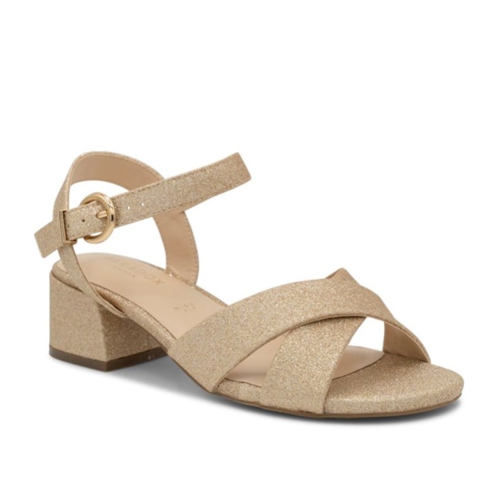 Paradox London Neala Champagner Glitter Breite Passform Niedriger Blockabsatz Sandalen