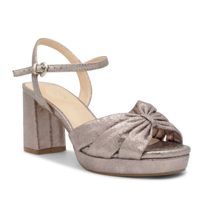 Paradox London Nerita Pewter Metallic Wide Fit Block Heel Platform Sandals