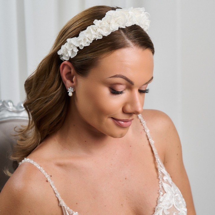 Peony Ivory Fabric Flower Headband