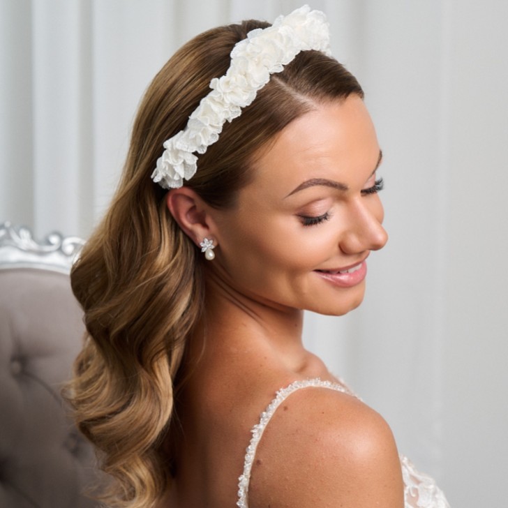 Peony Ivory Fabric Flower Headband