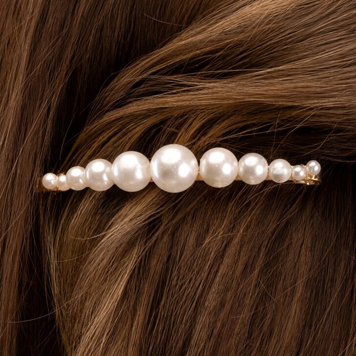 Perfect Bridal 2 Piece Graduated Ivory Pearl Hair Slide Bridal Clips