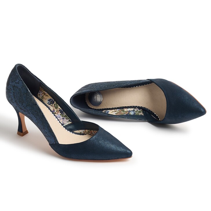 Perfect Bridal Alma Navy Snakeskin Back Court Shoes