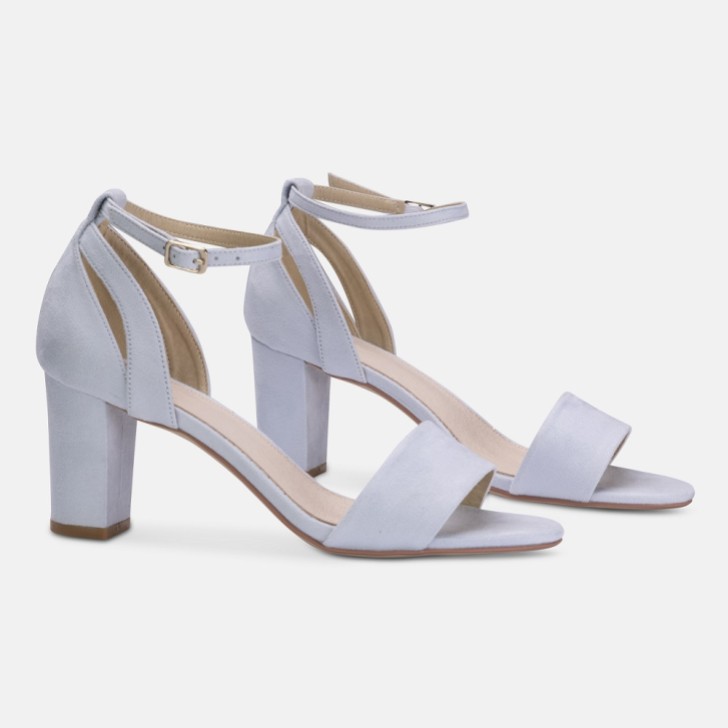 Perfect Bridal Andrea Blue Suede Block Heel Ankle Strap Sandals
