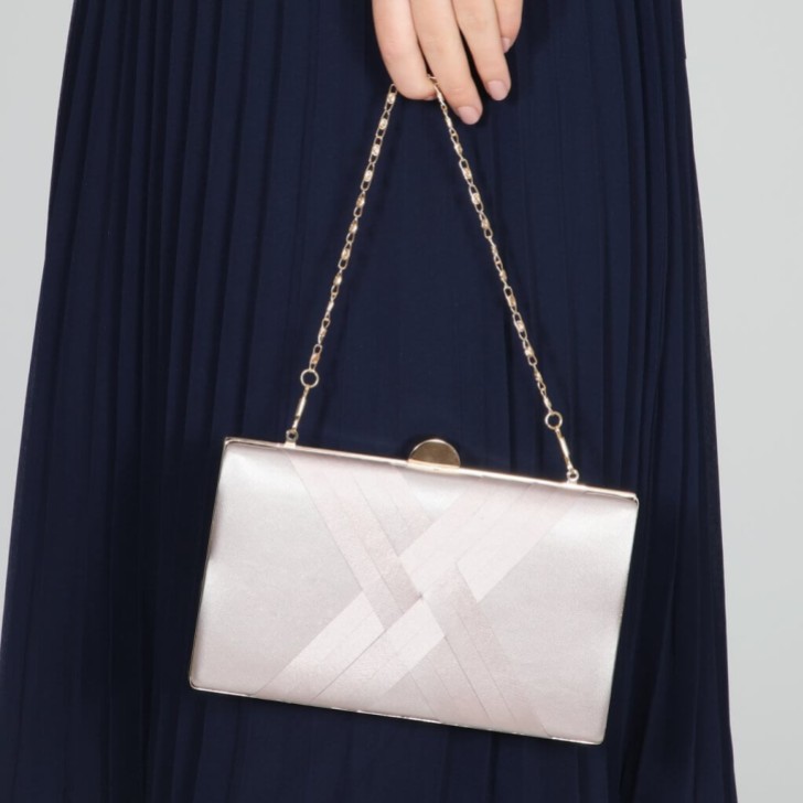 Perfect Bridal Bay Taupe Criss Cross Satin Clutch Bag