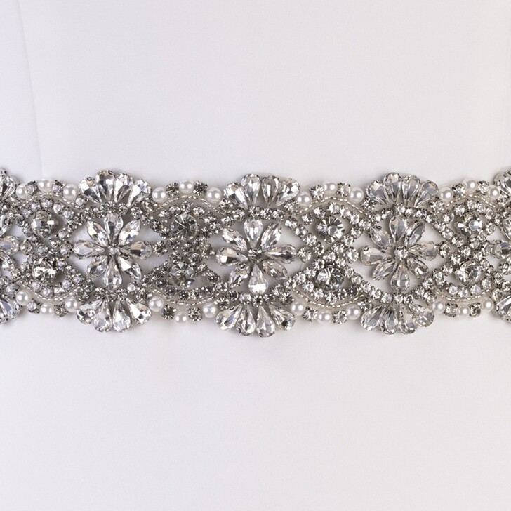 Perfect Bridal Brigitte Statement Crystal and Pearl Dress Belt