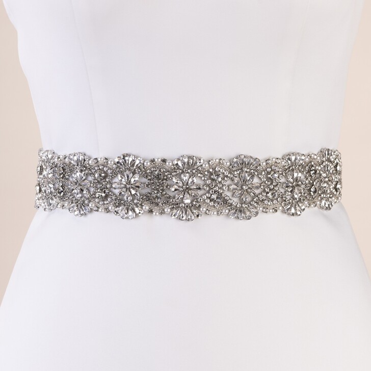 Perfect Bridal Brigitte Statement Crystal and Pearl Dress Belt