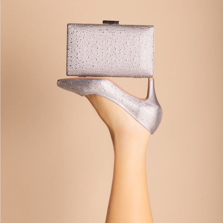 Perfect Bridal Calypso Silber Kristall verschönert Mitte Heel Gericht Schuhe