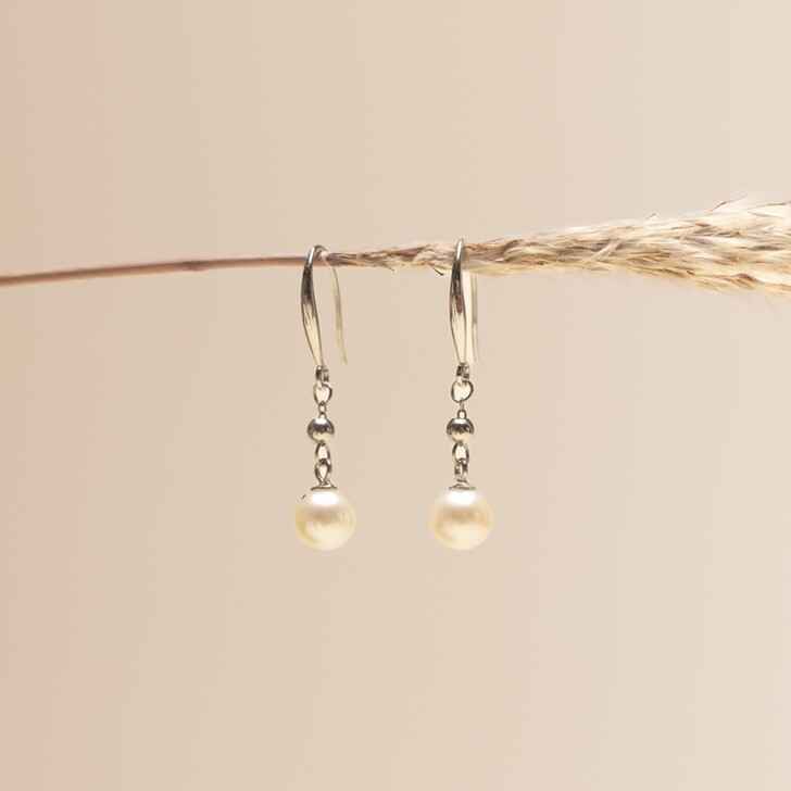 Perfect Bridal Carmel Sterling Silver with Natural Pearl Drop Earrings