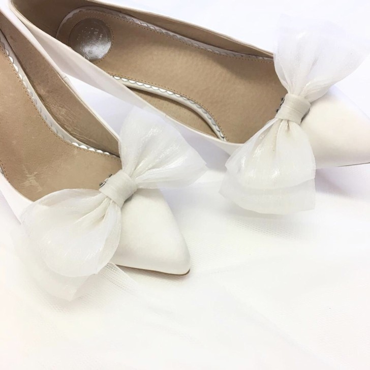Perfect Bridal Daphne Ivory Organza Bow Shoe Clips