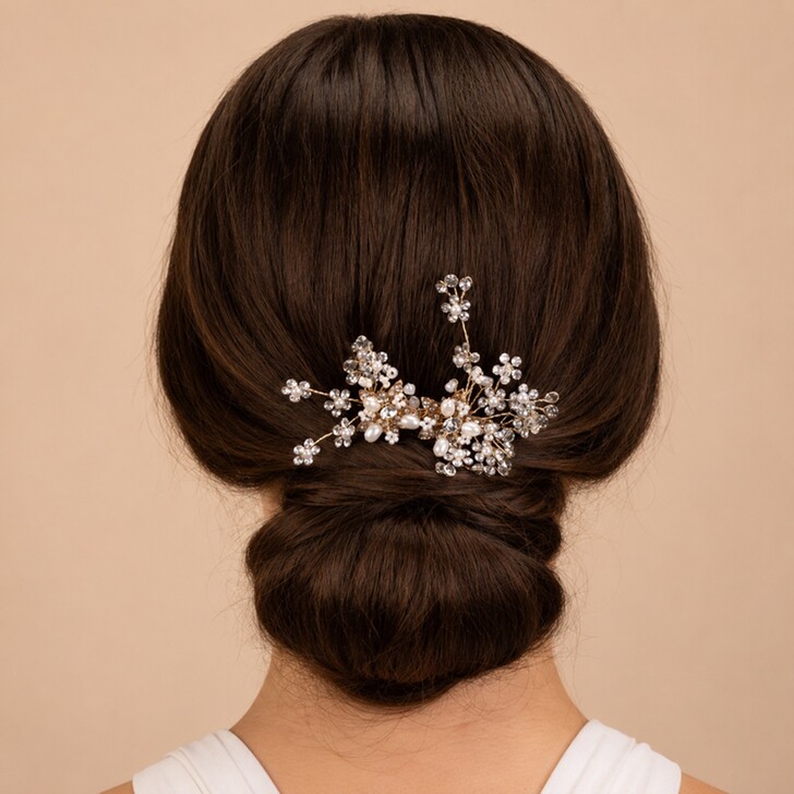 Perfect Bridal Delicate Gold Pearl & Diamante Bridal Hair Comb