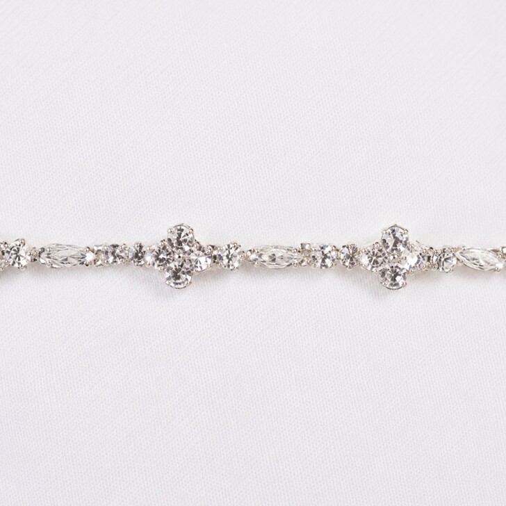 Perfect Bridal Delicate Silver Teardrop Crystal Bridal Belt