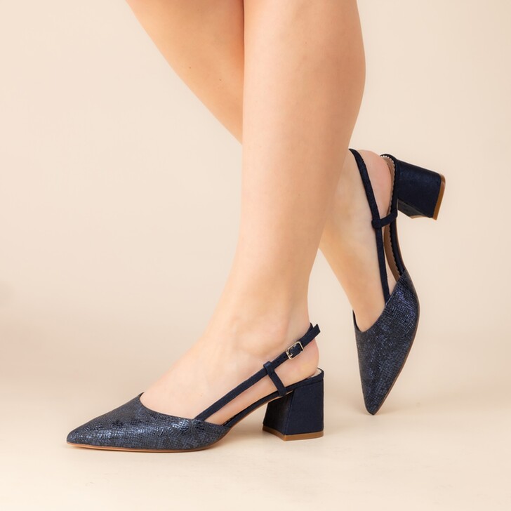 Perfect Bridal Diana Navy Snakeskin Slingback Shoes