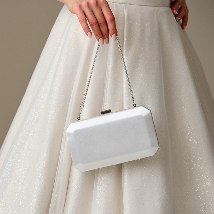 Perfect Bridal Ebenholz Elfenbein Satin Box Clutch Tasche