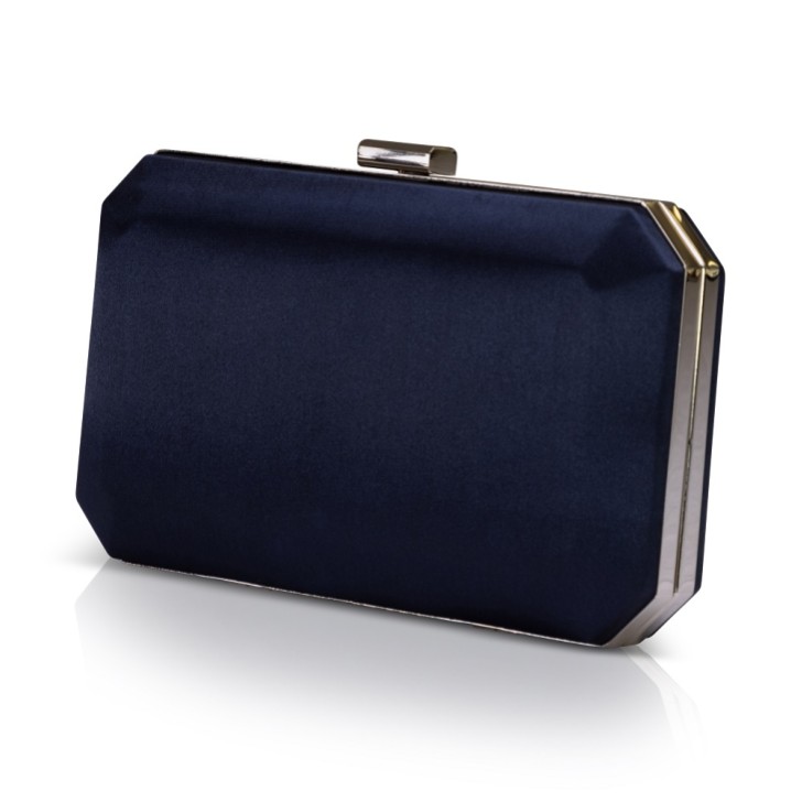 Perfect Bridal Ebony Navy Satin Box Clutch Bag