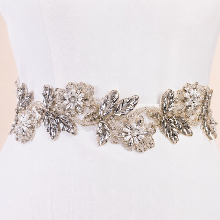 Perfect Bridal Elegant Floral Vintage-Inspired Crystal & Pearl Bridal Belt