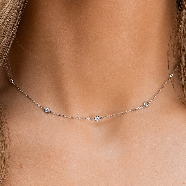 Perfect Bridal Fallon Sterling Silver with Cubic Zirconia Necklace