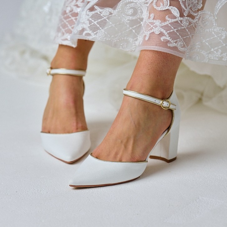 Perfect Bridal Freya Ivory Suede Two Part Block Heel Court Shoes
