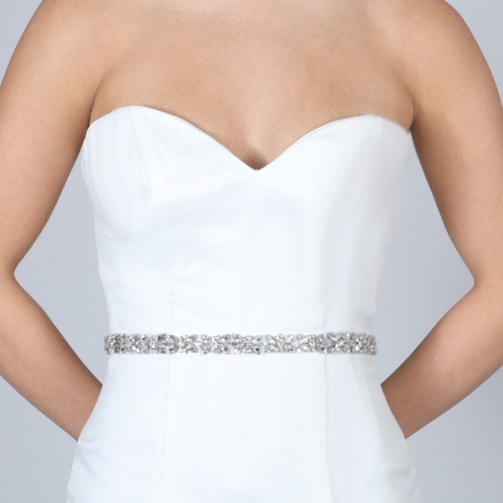 Perfect Bridal Gabrielle Slim Crystal Embellished Wedding Belt