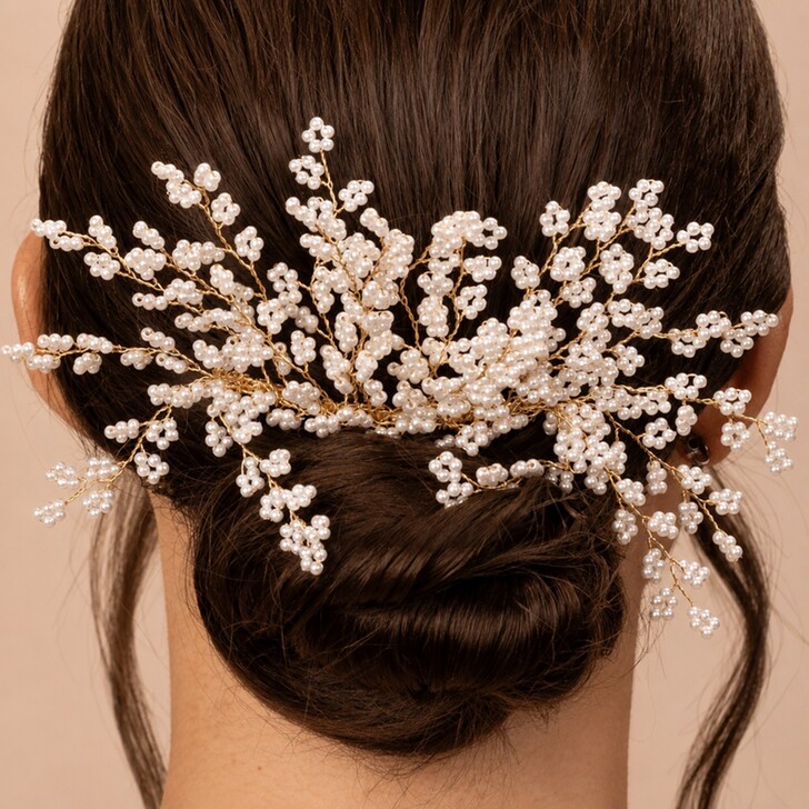 Perfect Bridal Gold & Ivory Beaded Bridal Hair Comb