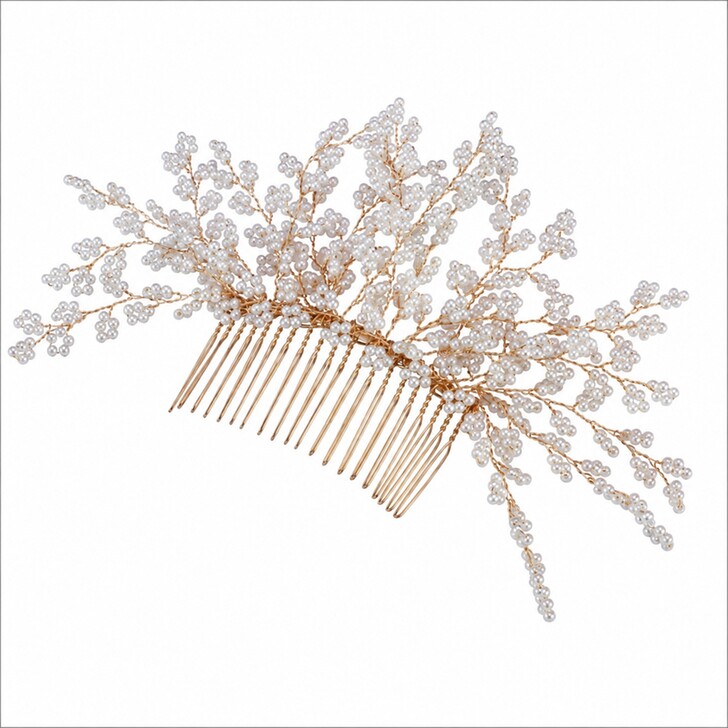 Perfect Bridal Gold & Ivory Beaded Bridal Hair Comb