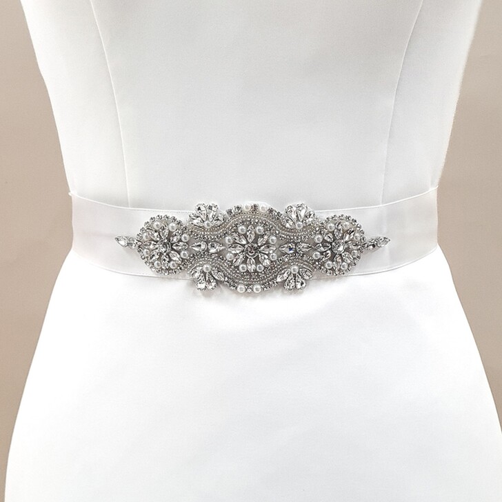 Perfect Bridal Isla Floral Crystal, Pearl and Beaded Dress Belt