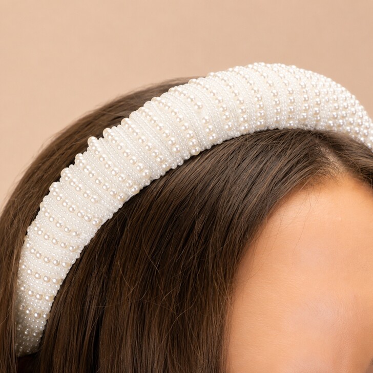 Perfect Bridal Ivory & Beaded Pearl Bridal Headband