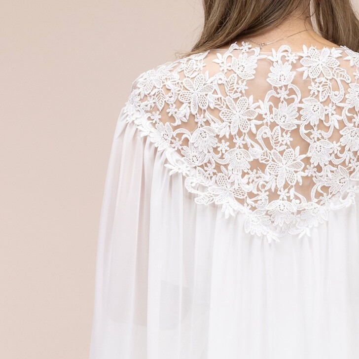 Perfect Bridal Ivory Lace and Chiffon Wedding Cape