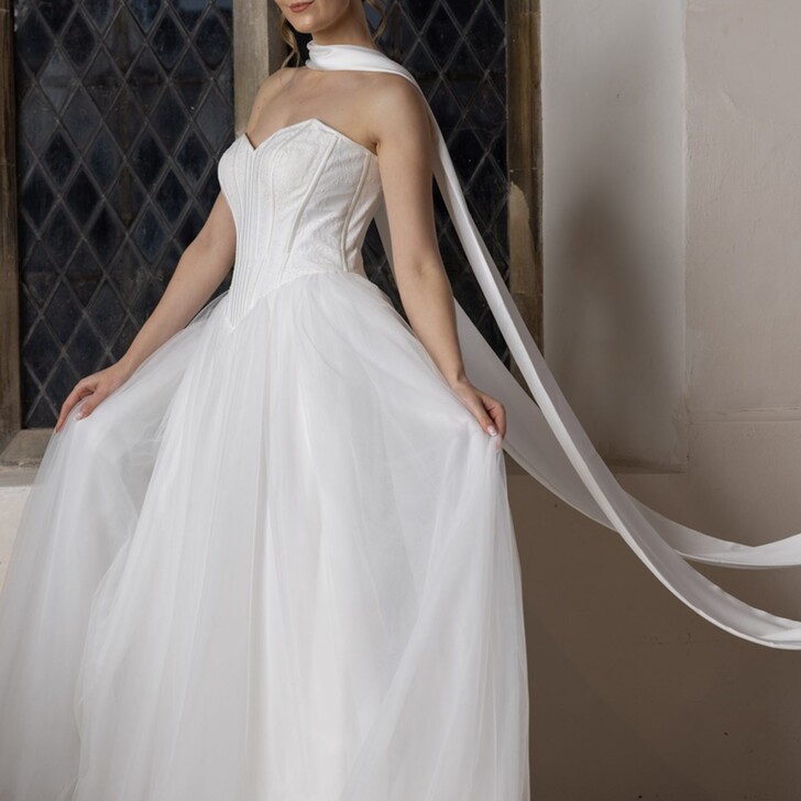 Perfect Bridal Ivory Satin Wedding Scarf