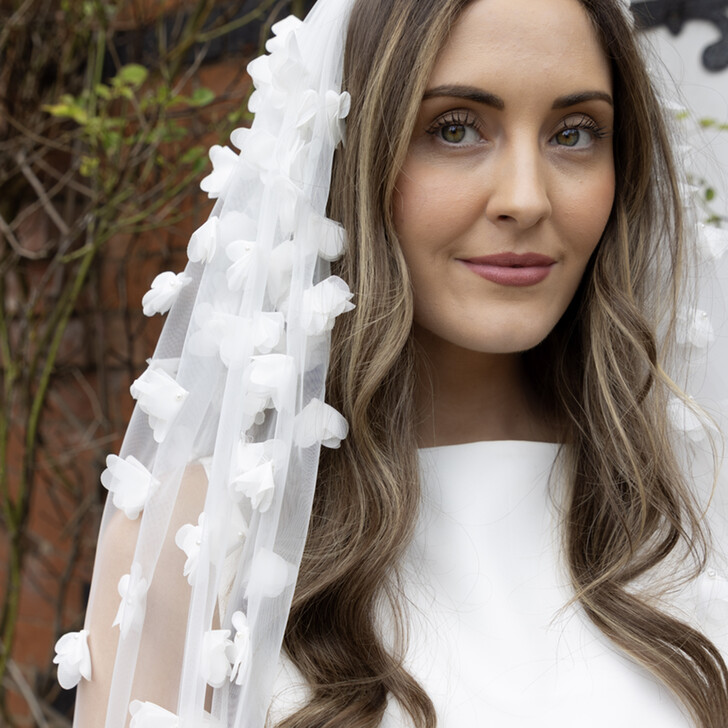 Perfect Bridal Ivory Single Tier 3D Flower Petal Cathedral Veil