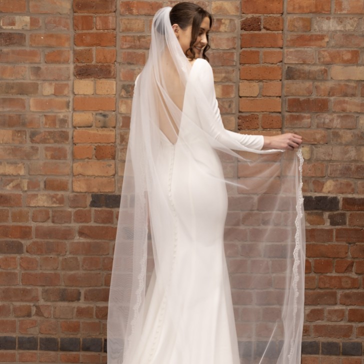 Perfect Bridal Ivory Single Tier Narrow Corded Lace Veil