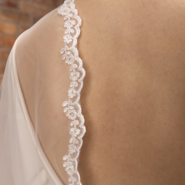 Perfect Bridal Ivory Single Tier Narrow Corded Lace Veil