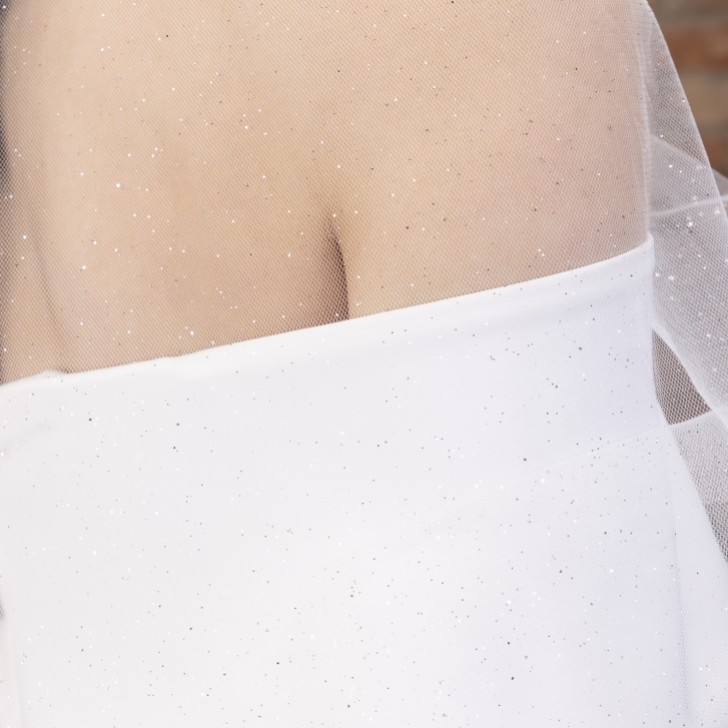 Perfect Bridal Ivory Single Tier Sparkly Glitter Tulle Cathedral Veil