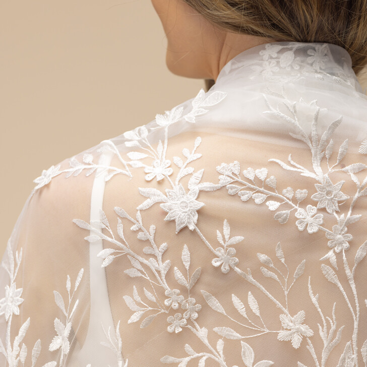 Perfect Bridal Ivory Tulle Cathedral Veil with Ivory Leaf Embroidery 