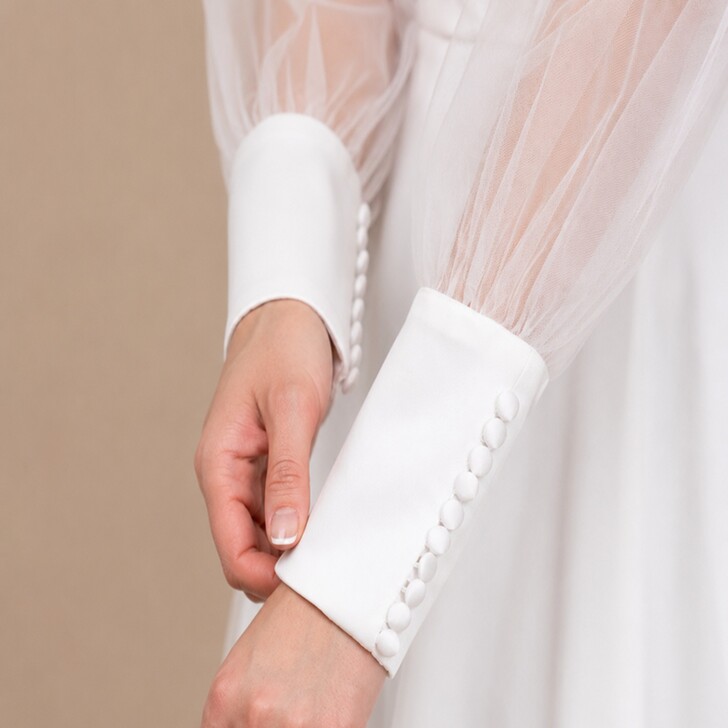 Perfect Bridal Ivory Tulle Deep Cuffed Sleeves