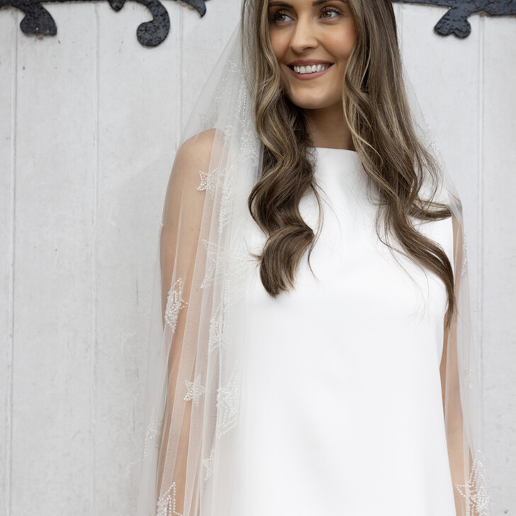 Perfect Bridal Ivory Tulle Single Tier Beaded Star Chapel Veil