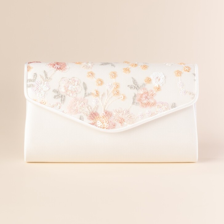 Perfect Bridal Jasmine Ivory and Floral Embroidered Clutch Bag