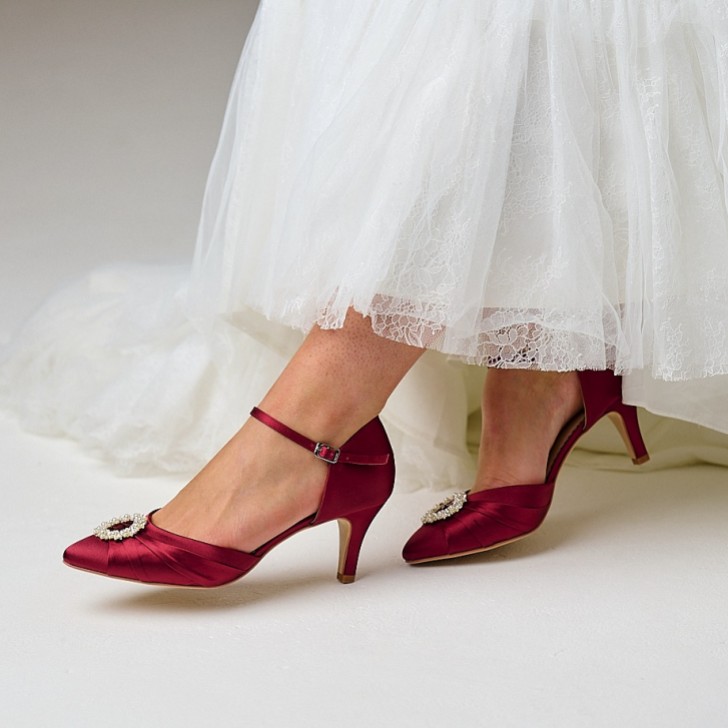 Perfect Bridal Kitty Berry Satin Pearl Brooch Two Part Court Shoes