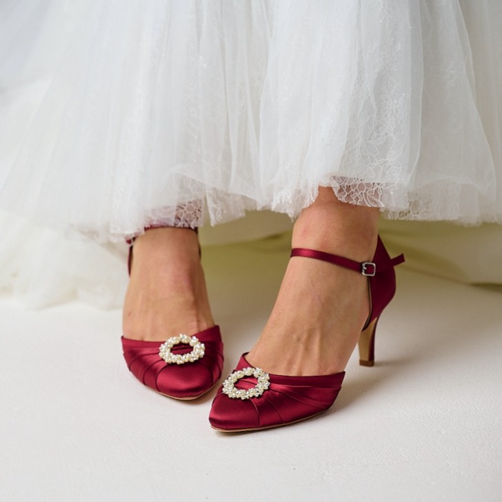 Perfect Bridal Kitty Berry Satin Pearl Brooch Two Part Court Shoes