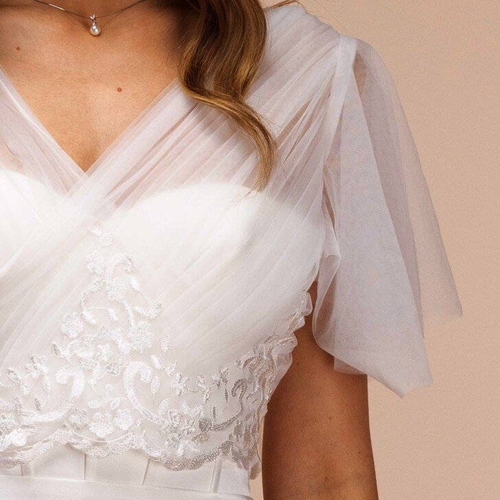Perfect Bridal Oberteil mit Schmetterlingsärmeln aus Spitze und Tüll