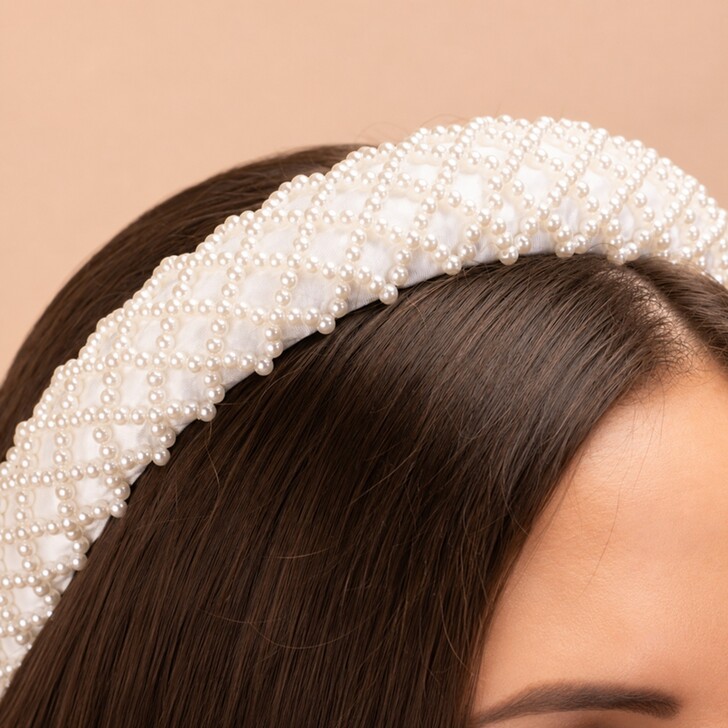 Perfect Bridal Luxe Pearl Quilted Padded Bridal Headband